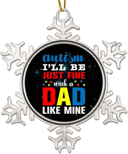 Adornos de Navidad para niños con autismo I'll Be Just Fine with A Dad Like Mine para niños, decoraciones de conciencia sobre el autismo, adornos de