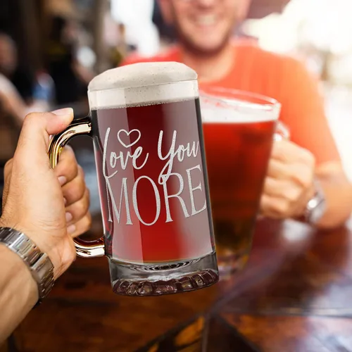 Miniatura 5 de Love You More - Taza de cerveza de 25 onzas, regalo único de cumpleaños para mujeres y hombres, parejas, bodas, aniversarios