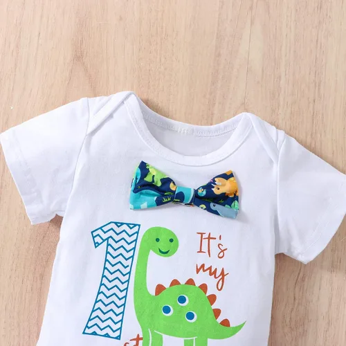 Miniatura 9 de Ropa divertida para el primer cumpleaños para bebé, ropa para bebé, con corbatín, mameluco, pantalones, conjunto de tirantes, trajes de pastel