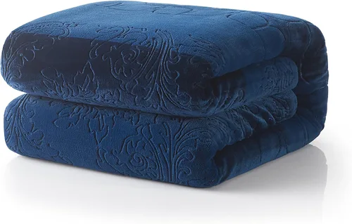Miniatura 10 de Tache Elegant Embossed Sherpa Bed Throw Blanket (Blue, 50 x 60 Inch)