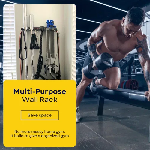 Miniatura 6 de Anchor Gym Estante de almacenamiento para bandas de resistencia, organizador de gimnasio para cuerdas, correas y mancuernas pequeñas