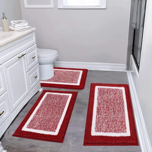 Miniatura 24 de Pauwer Juego de baño, alfombras de baño antideslizantes, alfombras de ducha absorbentes para suelo de baño, bañera y ducha, color azul aguamarina