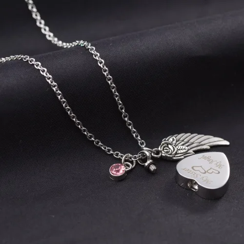 Miniatura 3 de GIONO Joyería de cremación para cenizas, mi hermana, mi ala de ángel, collar con urna de piedra natal, colgante de recuerdo conmemorativo
