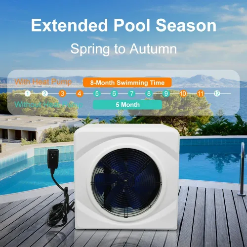 Miniatura 3 de Bomba de calor de piscina de 17100 BTU para piscinas, doble función de calefacción y refrigeración, calentador de piscina de frecuencia fija de 5.2