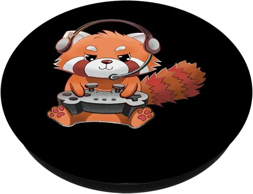 Miniatura 2 de Lindo Panda Rojo Gamer Divertido Juegos Panda Rojo Amante PopSockets PopGrip Swappable