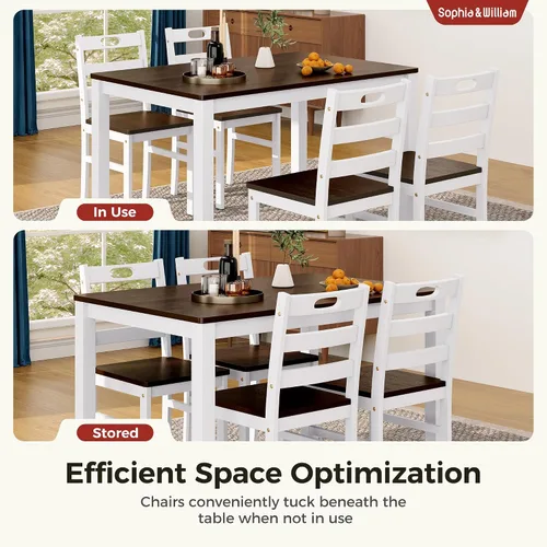 Miniatura 9 de Sophia & William Juego de mesa de comedor de 5 piezas para 4, juego de mesa y sillas de cocina de madera, mesa de comedor rectangular de 45 pulgadas