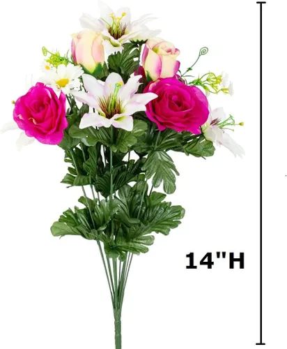 Miniatura 2 de Factory Direct Craft Ramo de rosa artificial y loto rosa crema y belleza para decoración de primavera y exhibiciones de verano