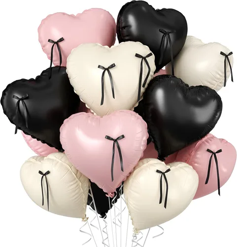 Miniatura 10 de Globos de corazón azul bebé, 10 piezas de globos en forma de corazón azul claro y blanco pastel, globos de papel de aluminio blanco arena crema