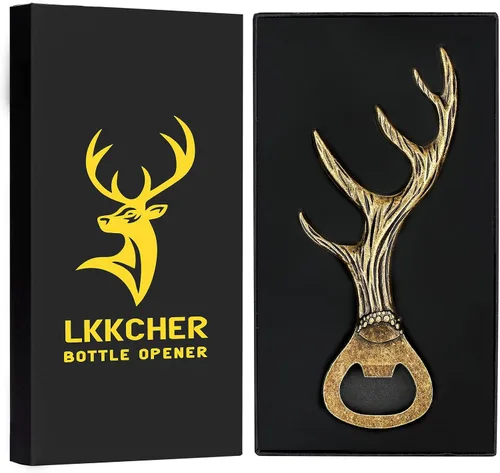 LKKCHER Abridor de botellas de cerveza con cuernos de ciervo, regalos para mujeres, hombres, esposa, marido, novia, novio, mamá, papá, nuevo hogar,