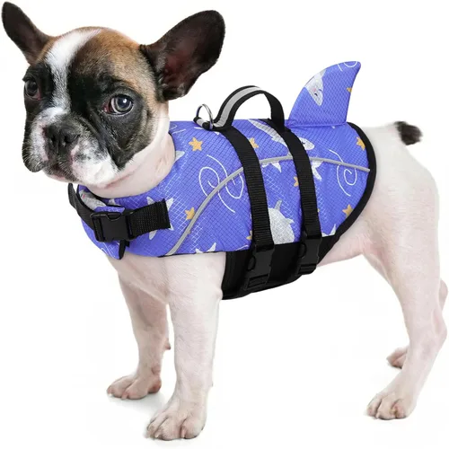 Miniatura 43 de Chaleco salvavidas para perros Ripstop, chaleco salvavidas de tiburón para perros, salvavidas de seguridad con alta flotabilidad y asa de elevación