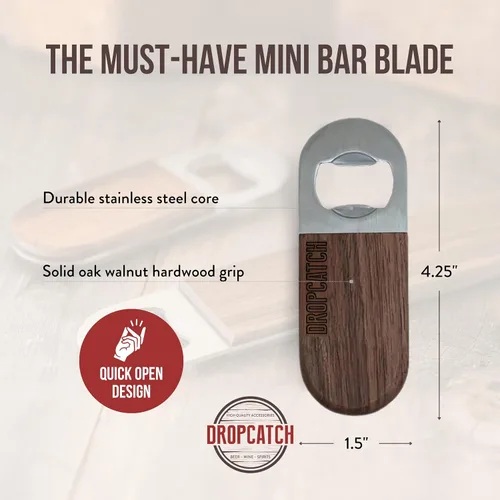 Miniatura 3 de Dropcatch Abrebotellas de hoja de barra de mano, abridor de botellas con tapa de cerveza plana, barman duradero o herramienta para el hogar, acero