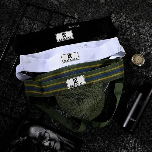 Miniatura 6 de Jock Strap - Correa de malla ancha para hombre, ropa interior masculina suspensorio, soporte atlético para vasectomía de gimnasio