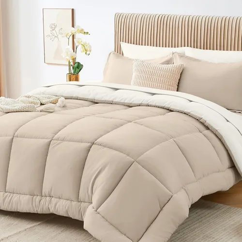 Sasttie Juego de edredón tamaño individual, 5 piezas de cama reversible en una bolsa, juego completo de ropa de cama que incluye edredón, sábana