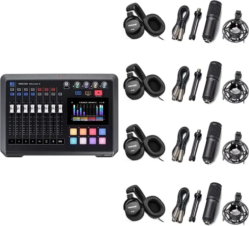 Miniatura 12 de TASCAM Mezclador de transmisión de podcasts Mixcast 4, grabadora e interfaz de audio USB: cuatro entradas de micrófono XLR/TRS, pantalla táctil