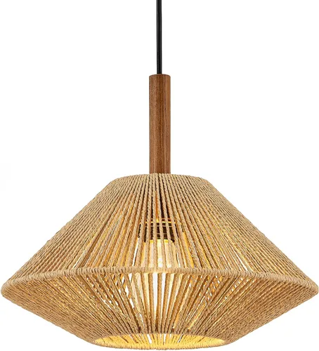 Miniatura 12 de ELYONA Lámparas colgantes tejidas modernas boho lámpara colgante con pantalla de canasta de ratán tejida a mano de 12", luminarias colgantes