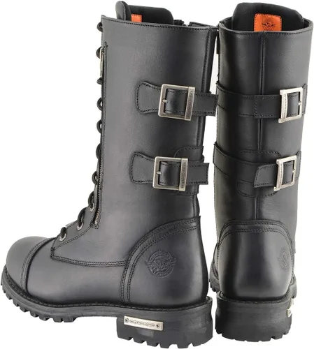 Miniatura 7 de Milwaukee Leather Botas de cuero con cordones tácticas negras de 13 pulgadas de alto para hombre con cremallera con bolsillo de almacenamiento