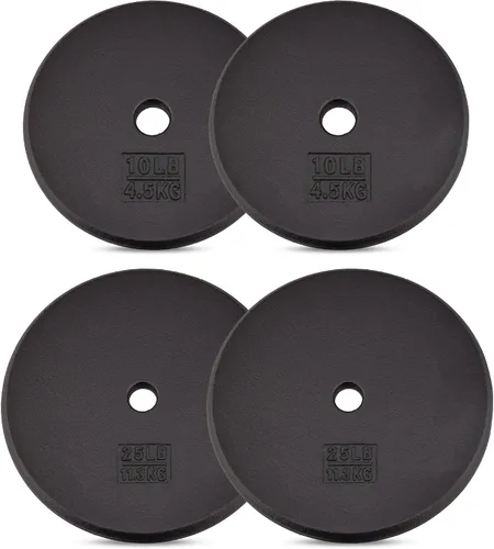 Miniatura 8 de Yes4All Placa de peso estándar de hierro fundido de 1 pulgada, ideal para entrenamiento de fuerza, peso múltiple: 5 libras a 25 libras
