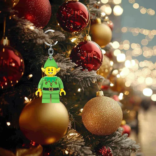 Miniatura 2 de LEGO Minifigure - Llavero de luz grande de 3 pulgadas de alto, elfo navideño (KE181H), regalo de vacaciones, relleno de calcetines