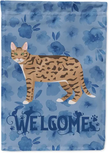 Miniatura 250 de Caroline's Treasures CK4813CHF - Bandera de bienvenida con gato abisinio azul, manga grande, para porche, para colgar en la pared, poliéster