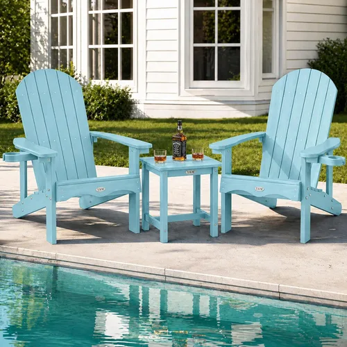 Miniatura 30 de Y&M Adirondack - Silla negra para hoguera, sillas de patio al aire libre con soporte para tazas, resistentes a la intemperie, sillas de patio