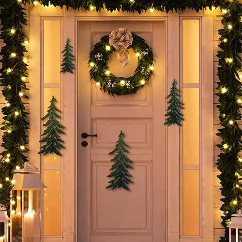 Miniatura 7 de 4 Piezas de Decoración de Pared de Árbol de Pino, Arte de Pared de Metal de Árbol de Pino para Decoración de Navidad al Aire Libre, Sala de Estar