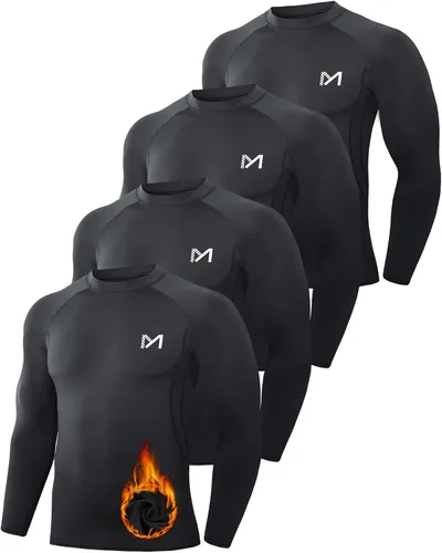 Miniatura 35 de MEETWEE Paquete de 4/5 camisas de compresión térmica para hombre, manga larga, forro polar, capa base, equipo de entrenamiento de invierno