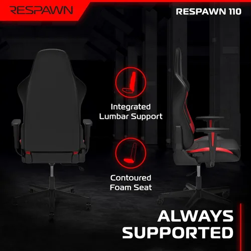 Miniatura 6 de RESPAWN 110 - Silla ergonómica para videojuegos – Silla de oficina de estilo carrera para computadora de escritorio con respaldo alto – 360º Rojo
