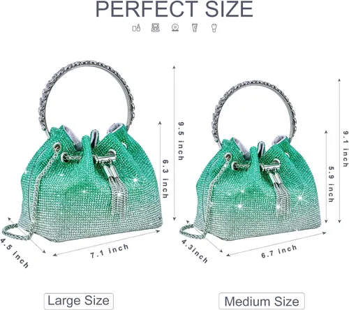 Miniatura 6 de TOPALL Bolso de noche con diamantes de imitación para mujer, bolso de mano plateado con diamantes brillantes para mujer, fiesta, club, boda, baile