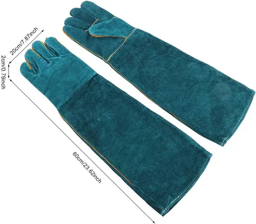 Miniatura 9 de Guantes antimordeduras, lona azul para entrenamiento de reptiles para mascotas, antimordeduras, alargan, guantes de protección de seguridad