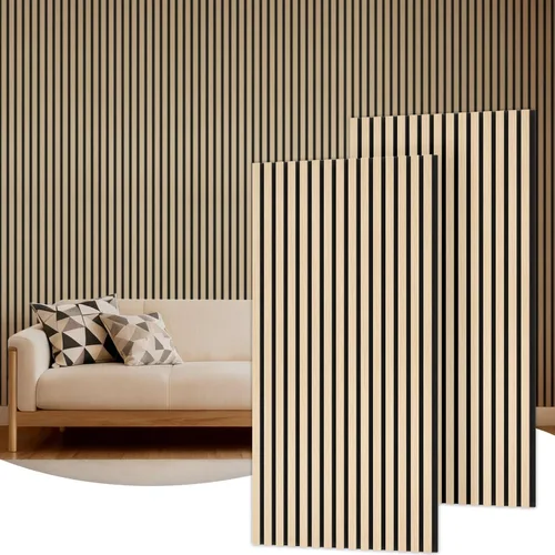 Miniatura 12 de TONOR Paneles acústicos de madera para pared con listones de madera, paquete de 2 paneles acústicos de 47.2 x 23.6 pulgadas, paneles acústicos