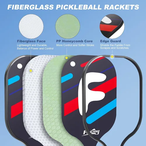 Miniatura 2 de Pickleball Net Set with 4 Fiberglass Paddles, Portable Pickleball Set with 4 Fiberglass Paddles, 6 Balls & Carry Bag, Easy Setup for Driveway