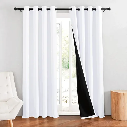 Miniatura 10 de RYB HOME Cortinas 100% opacas con forro blanco, cortinas de lino natural, cortinas de servicio Haeavy Duty, tratamiento de ventana con aislamiento