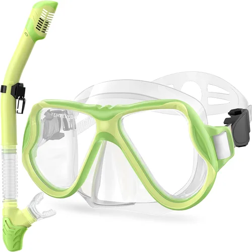 Miniatura 9 de Greatever Snorkeling Gear for Kids, Dry Snorkel Set Panoramic View Snorkel Mask, Anti-Fog Scuba Diving Mask for Kids Youth Age 6-14, Unisex Swimming