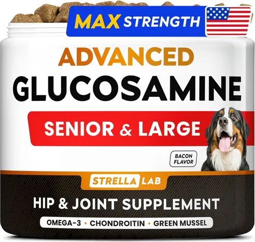 Miniatura 12 de STRELLALAB Glucosamina líquida para perros con colágeno (16 oz) – Suplemento totalmente natural para cadera y articulaciones, glucosamina