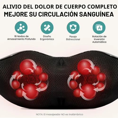 Miniatura 2 de Nekteck - Masajeador Shiatsu para cuello y espalda con calor relajante, masajeador de hombros para alivio del dolor de tejido profundo, herramientas
