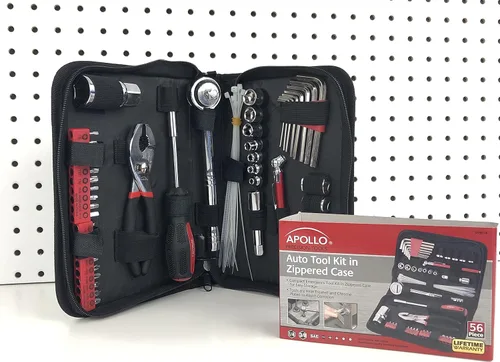 Miniatura 2 de Apollo Tools DT9774 - Juego de 56 herramientas compactas SAE en estuche con cremallera, juego de herramientas mecánicas pequeñas para emergencias