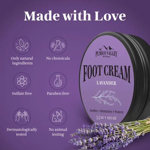 Miniatura 3 de Pumice Valley Crema de bálsamo para pies secos y agrietados, bálsamo hidratante natural para callos y pies secos (paquete de 2, lavanda)