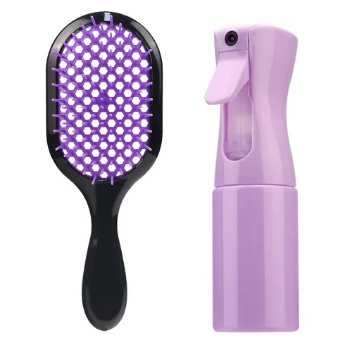 Miniatura 22 de Cepillo desenredante, paquete de 2 cepillos desenredantes, desenredante suave y eficaz en tipos de cabello frágil húmedo o seco, ultraligero, Rosa