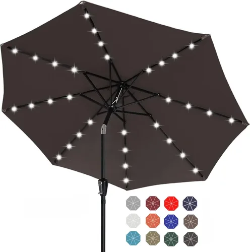 Miniatura 63 de ABCCANOPY Sombrillas solares duraderas para patio con 32 luces LED de 7.5 pies (beige claro)