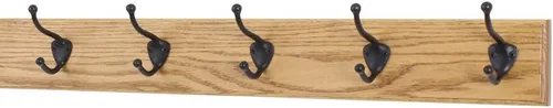 Miniatura 7 de PegandRail Perchero de roble con ganchos estilo sombrero y abrigo de bronce aceitado (castaño, 15 x 3.5 pulgadas con 3 ganchos)