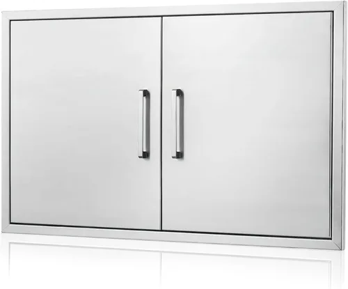 Miniatura 15 de Puerta de cocina para exteriores, 18 pulgadas de ancho x 21 pulgadas de alto, panel de puerta de doble pared de acero inoxidable, parrilla de una