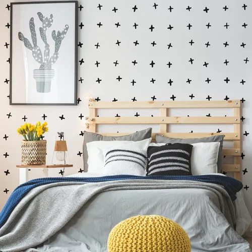 Miniatura 3 de Calcomanías de pared de cruz de vinilo negro, para despegar y pegar, moderno, bohemio, minimalista, geométrico, abstracto, más calcomanías de pared