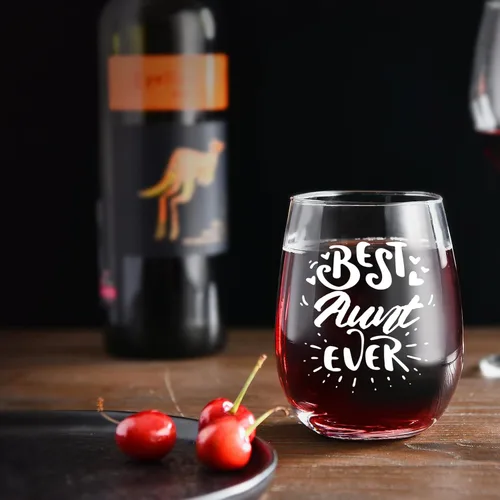 Miniatura 6 de Regalos para tía de sobrina sobrino – Best Aunt Ever Christmas, cumpleaños, Día de la Madre regalos para tía, tía nueva, copa de vino de 15 onzas