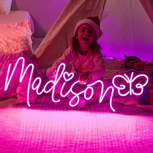 Letreros de neón personalizados, luz LED de neón grande regulable para cumpleaños, bodas, regalos, bares, fiestas, logotipo de negocios, texto en 1