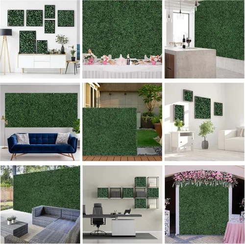 Miniatura 8 de Outsunny 12 piezas de 20 x 20 pulgadas cuadradas de plantas de privacidad artificiales con protección UV; imitación de hierba de Milán para muro
