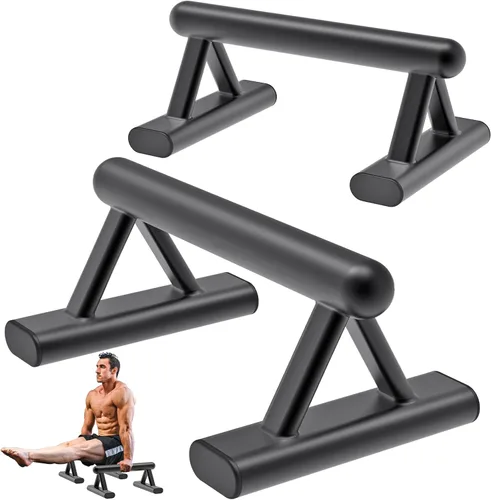 Miniatura 7 de SELEWARE Barras de empuje de madera, barras paraletas, barras antideslizantes para calistenia, fitness, entrenamientos de piso, madera maciza con A
