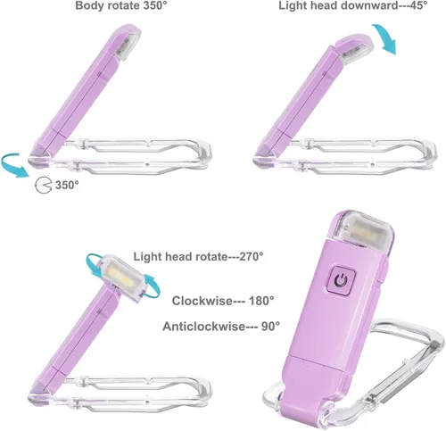 Miniatura 7 de HONWELL Luz de libro recargable, luces LED de lectura con clip para niños que leen en la cama, 3 niveles de brillo, luz de marcador regulable