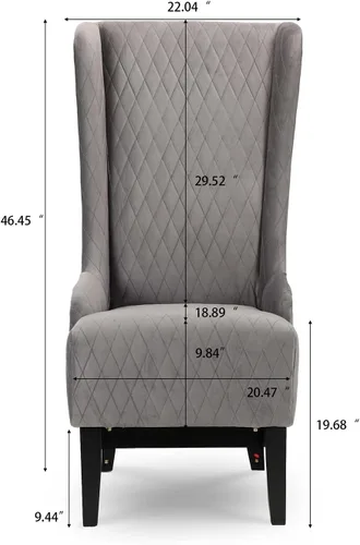 Miniatura 2 de Sillas copetudas de tela gris para comedor y sala de estar, acento acolchado, silla esquinera lateral de ala ancha de 23 pulgadas, asiento grueso