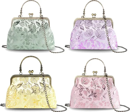 Miniatura 2 de Abuyall Bolso floral con asa superior, bolso de noche Kiss Lock para mujer, bolso vintage