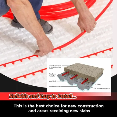 Miniatura 7 de Pex-A - Tubo PEX de 1 pulgada x 100 pies, tubo de agua flexible para calefacción radiante hidrónico, bobina de tubo PEX de 1 pulgada, rojo